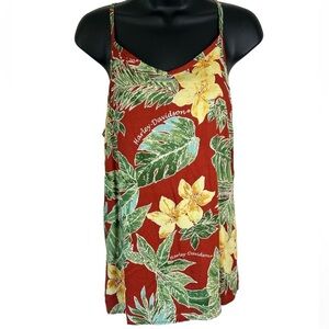 Harley Davidson Hawaiian Tropical Print Blouse Tank Top Size Small